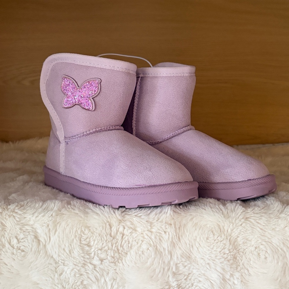 ✨$18✨NWT•Jumping Beans Munchie Toddler Girls Pull-On Faux Fur Boots |Purple |11T